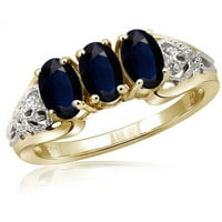 תכשיטניםקלאב ספיר טבעת אבן המזל תכשיטים-2. תכשיטי טבעת כסף מצופה זהב 14 קראט ספיר-טבעות אבני חן עם רצועת