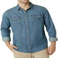 חולצת ג'ינס מורשת שרוול ארוך של גברים -מגדילים את XS עד 4XB