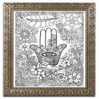 סימן מסחרי אמנות Hamsa Hand אמנות קנבס מאת kcdoodleart מסגרת מעוטרת זהב