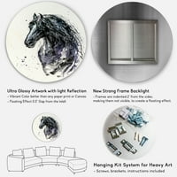 עיצוב אמנות 'תקריב של סוס פריזי עם רעמות ארוכות' בית חווה מעגל מתכת קיר אמנות-דיסק של 11