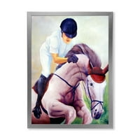 עיצוב אמנות ' ג 'וקי על סוס ורוד גלופינג' בית חווה הדפס אמנות ממוסגר