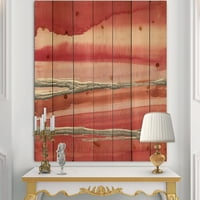 עיצוב 'גלאם מטאלי על אדום' הדפס גלאם מודרני על עץ אורן טבעי
