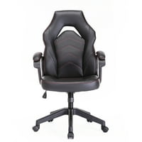 כיסאות משרדים עור סובב ארגונומי כיסא מחשב גב גבוה, שחור
