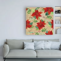 סימן מסחרי אמנות 'Poinsettias חוזר על 1' אמנות קנבס מאת הולי קונגר