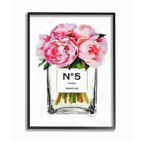 סטופל תעשיות אופנה מעצב פרח בקבוק ורוד ורדים בצבעי מים ממוסגר קיר אמנות על ידי אמנדה גרינווד