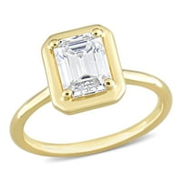 Miabella's נשים 1- קראט T.G.W. חתך אוקטגון יצר מויסניט 10KT טבעת כלה סוליטייר צהוב זהב צהוב