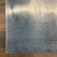 סגנון שיבורי בעבודת יד 5 '8' רגל שטיח אזור צמר מלבני - גיבוי מאוחר כותנה - שטיח מקורה, כחול בהיר