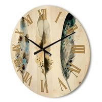 עיצוב אמנות 'נוצות אמנות בוהו צבעוניות' שעון קיר מעץ בוהמי ואקלקטי
