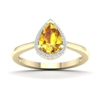 אבן חן אימפריאלית 10 קראט זהב צהוב אגס חתוך סיטרין טבעת הילה יהלום לנשים