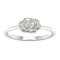 Imperial 1 10ct TDW Diamond 10k טבעת אופנה פרח ורד זהב לבן