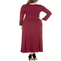 לבוש נוחות של 24 שניות פלוס שמלת מקסי שרוול ארוך גודל