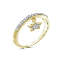 טבעות יהלומים של תכשיטנים לנשים - תכשיטי טבעת יהלומים לבנים של קראט - 14 קראט להקות כסף מצופות זהב לנשים