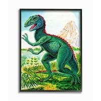 חדר הילדים של דינוזאור סטופל שדה אדום ירוק ירוק ילדים ציור ארט קיר ממוסגר על ידי שבת בערב פוסט