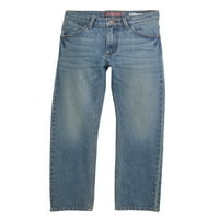 רנגלר: ג ' ינס ישר דק של ילד עם חגורת התאמה להתאמה, מידות 4-16, סלים והאסקי