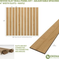 עבודת טחנה של Ekena 47 H 1 4 T ערכת לוח קיר עץ מתכווננת עם 4 W Slats, Maple