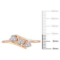 Miabella's Carat T.W. יהלום ורוד רודיום מצופה סטרלינג כסף משולש טבעת הבטחה