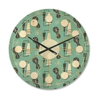עיצוב 'דפוס רטרו, צורות רטרו II' שעון קיר עץ מודרני של אמצע המאה