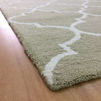 סגנון מודרני בעבודת יד 5 '8' רגל שטיח אזור צמר מלבני - גיבוי מאוחר כותנה - שטיח מקורה, ירוק