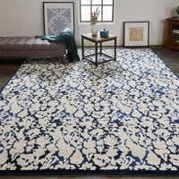 Meera מופשט שטיח פרחוני, דיו שנהב כחול עמוק, 1ft-8in 2ft-10in שטיח מבטא
