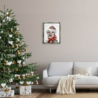 לתעשיות Stupell יש כלב חג המולד אמנות גרפית בברק אפור צף בד ממוסגר אמנות קיר הדפס, עיצוב מאת ליבי פין