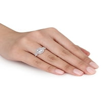 1- CARAT T.G.W. יצר ספיר לבן וקראט T.W. יהלום 10KT טבעת אירוסין הילה זהב לבן