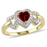 Miabella's Carat T.G.W. גראנט בצורת לב וקראט T.G.W. יהלום חתוך עגול 10KT טבעת לבבות משולשים זהב צהוב