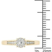 קראט T.W. אשכול יהלומים 10KT טבעת אירוסין זהב צהוב