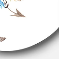 עיצוב אמנות 'וינטה שבטית טרייה עיצוב זר יער פראי על לבן אני' אמנות קיר מתכת מעגל מסורתית-דיסק של 29