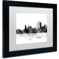 סימן מסחרי אמנות טרנטון ניו ג' רזי סקייליין ב. ג. -1 בד אמנות על ידי מרלן ווטסון, לבן מט, שחור מסגרת