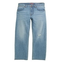 רנגלר ג 'ינס ג' ינס בגזרה ישרה של הילד עם חגורת התאמה להתאמה, מידות 4-18