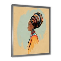 עיצוב 'דיוקן של אישה אפריקאית אמריקאית עם טורבן II' הדפס אמנות ממוסגר מודרני