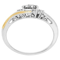 ברק תכשיטים משובחים טבעת מבטא טופז יהלום לבן בכסף סטרלינג וזהב צהוב 10K