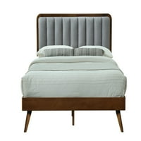 מיטה של ​​לוקסאו נאפולי מיטה בגודל קינג במתחם הבד האפור עם מסגרת מיטת גימור אגוזי אפר וונר