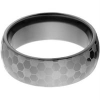 חצי עגול שחור זירקוניום טבעת עם לייזר כדורגל עיצוב