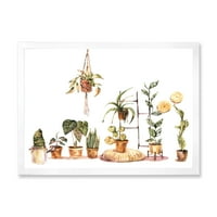 עיצוב 'צמחי בית מקורה, ג'ונגל עירוני בכתבי פרחים II' הדפס אמנות ממוסגר מסורתי