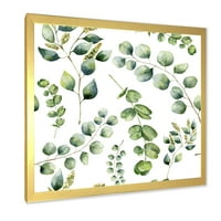 תכנון 'ענפי צמח אקליפטוס ירוק III' הדפס אמנות ממוסגר מסורתי