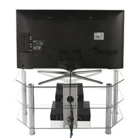 ארון טלוויזיה עומד על רצפת זכוכית פינתית קלאסית עם ניהול ואחסון בכבלים, עד 55 גודל המסך
