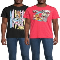 טום וג ' רי גברים של & גדול גברים של חברים וחופשה קצר שרוול גרפי חולצות, 2-חבילה