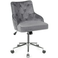ג ' ימה קטיפה משרד כיסא מצויץ מרופד מסתובב כיסא שולחן מחשב ממוסמר לקצץ אפור