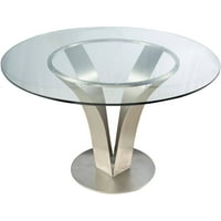 סלון קליאו עכשווי אוכל שולחן, נירוסטה עם ברור מזג זכוכית