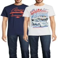 שברולט קורבט & קמארו גברים של וגדול גברים של גרפי חולצה, 2-חבילה