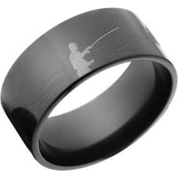 טבעת זירקוניום שחורה שטוחה עם תמונת דייג לייזרו סביב הטבעת