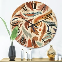 עיצוב אמנות 'צורות שרבוטים מסוגננים בהשראת הבארוק' שעון קיר מעץ בוהמי ואקלקטי