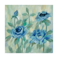 סימן מסחרי אמנות 'מברשת פרחים כחולים II' אמנות קנבס מאת סילביה וסילבה