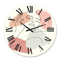 עיצוב אמנות 'דיוקן קו רציף של אישה ב' שעון קיר מודרני