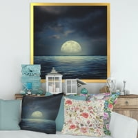 עיצוב אמנות 'סופר ירח מעל הים הכחול' הדפס אמנות ממוסגר ימי וחופי
