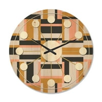 עיצוב אמנות 'מופשט רטרו גיאומטרי דפוס עיצוב התשיעי' אמצע המאה מודרני עץ קיר שעון