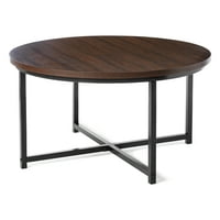 עמוד התווך שולחן קפה עגול עם רגלי מתכת, 36 D 19 H