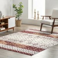 שטיח ראנר מרוקאי גיאומטרי רחיץ במכונה, 2 '6 8', שנהב