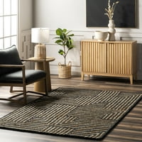 לורן ליס גראסלאנד שטיח יוטה ארוג ביד, 2 '8', שחור